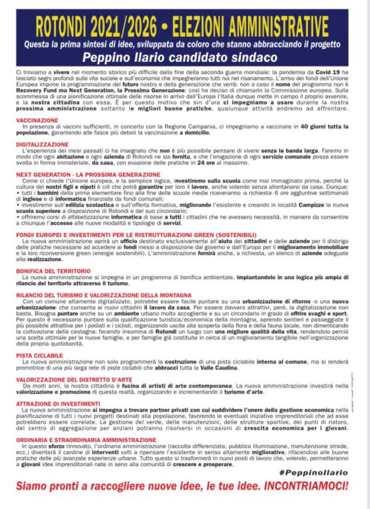 Rotondi. Prende forma il programma del candidato sindaco Peppino Ilario - 