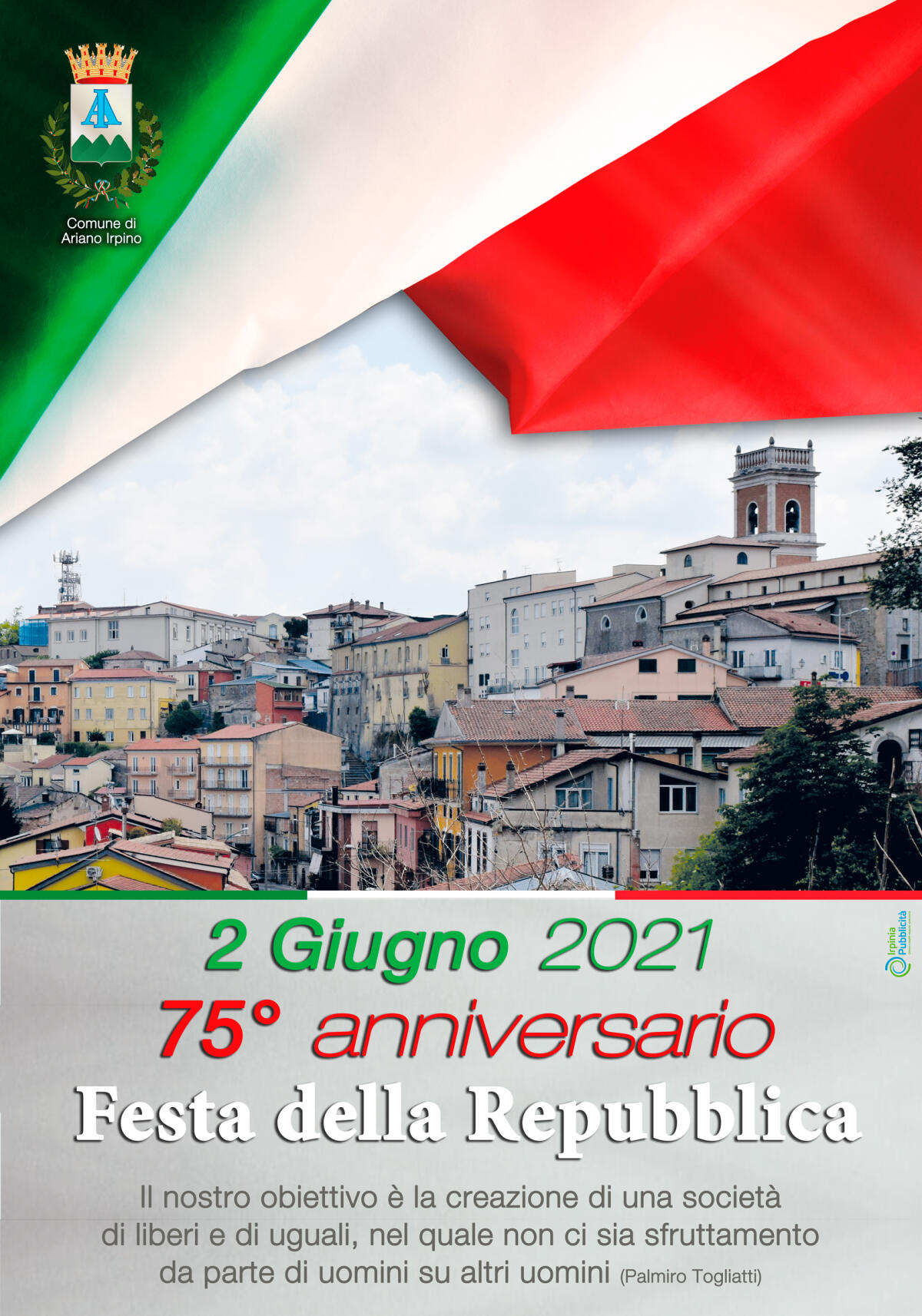 2 giugno 2021, Ariano Irpino celebra la Festa della Repubblica. - 