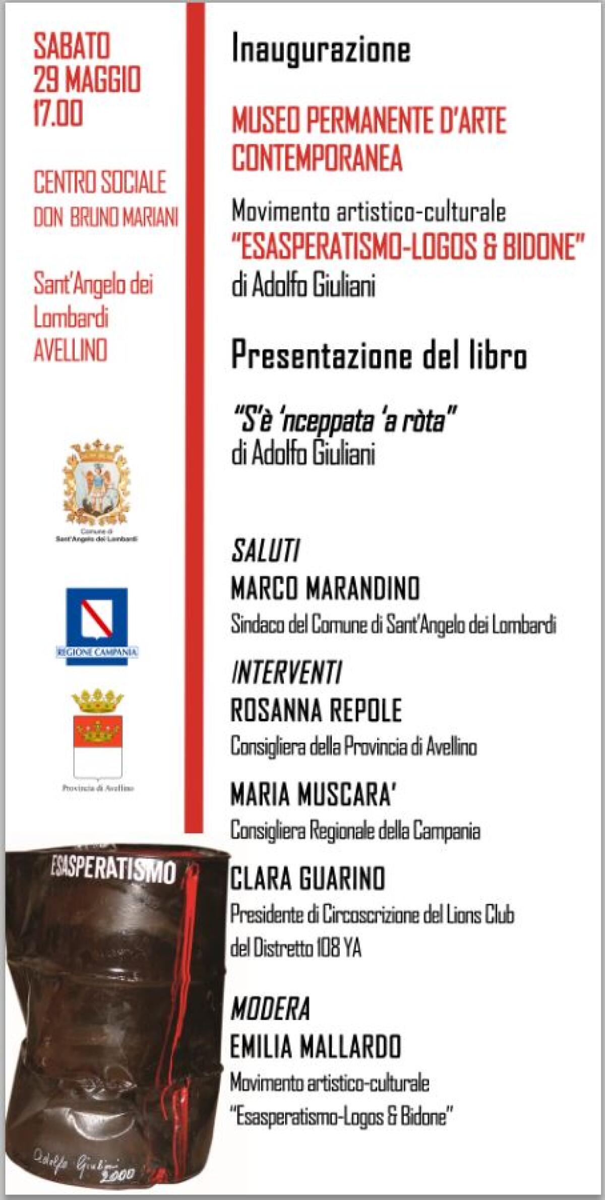 Museo permanente di arte contemporanea presso il centro sociale “Don Bruno Mariani” di Sant’Angelo dei Lombardi. - 