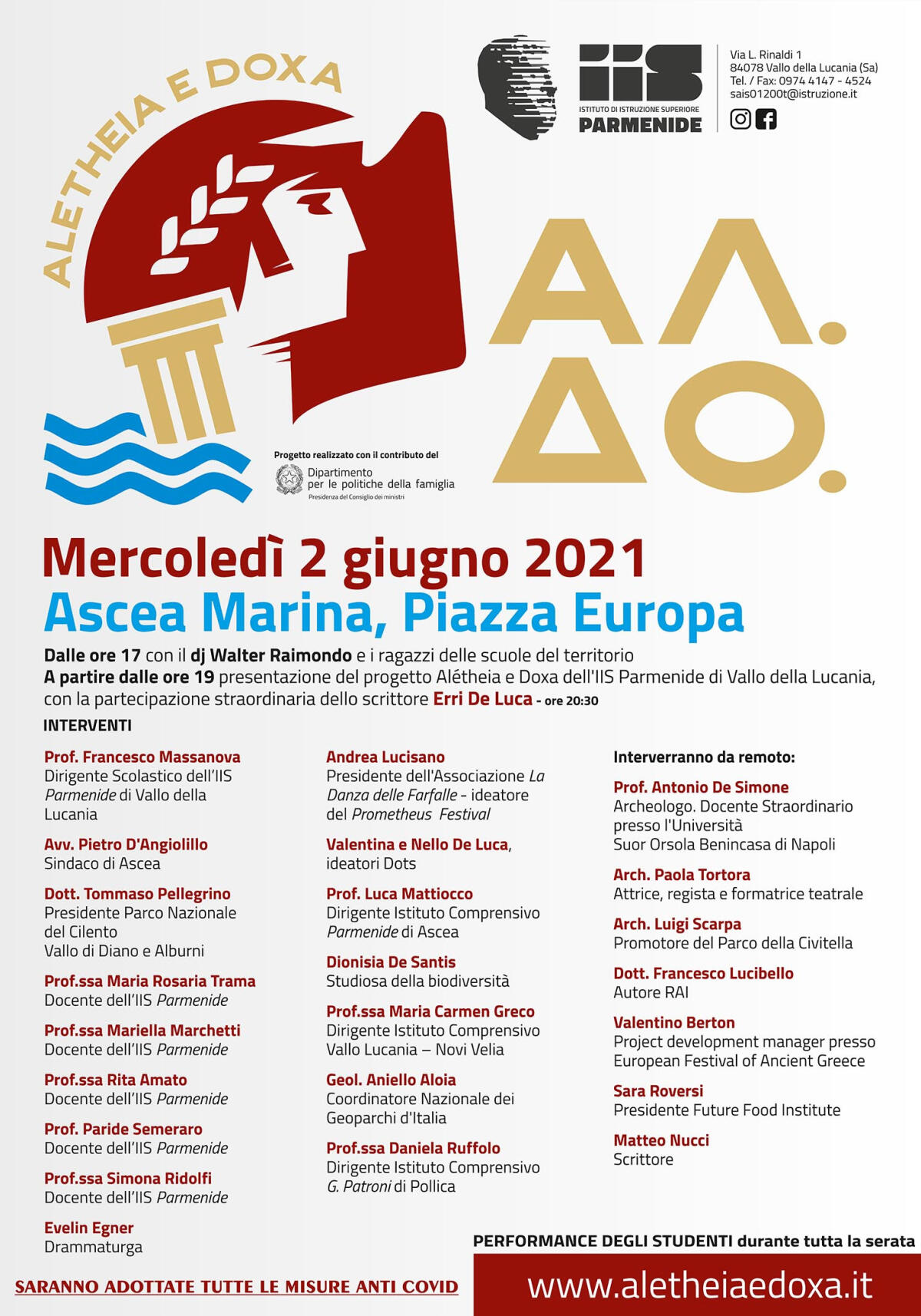Al via mercoledì 2 giugno ad Ascea Marina il progetto "Alétheia e Doxa" - 