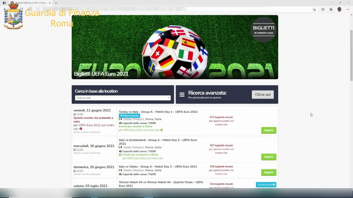 Oscurati due siti web che proponevano in vendita falsi biglietti per le partite di “UEFA Euro 2020” (Video) - 