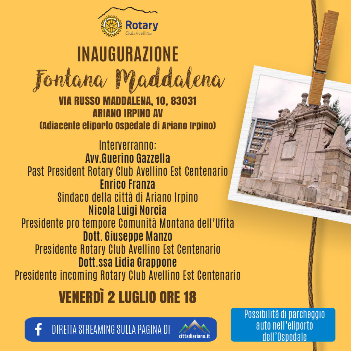 Inaugurazione della Fontana Maddalena di Ariano Irpino - 