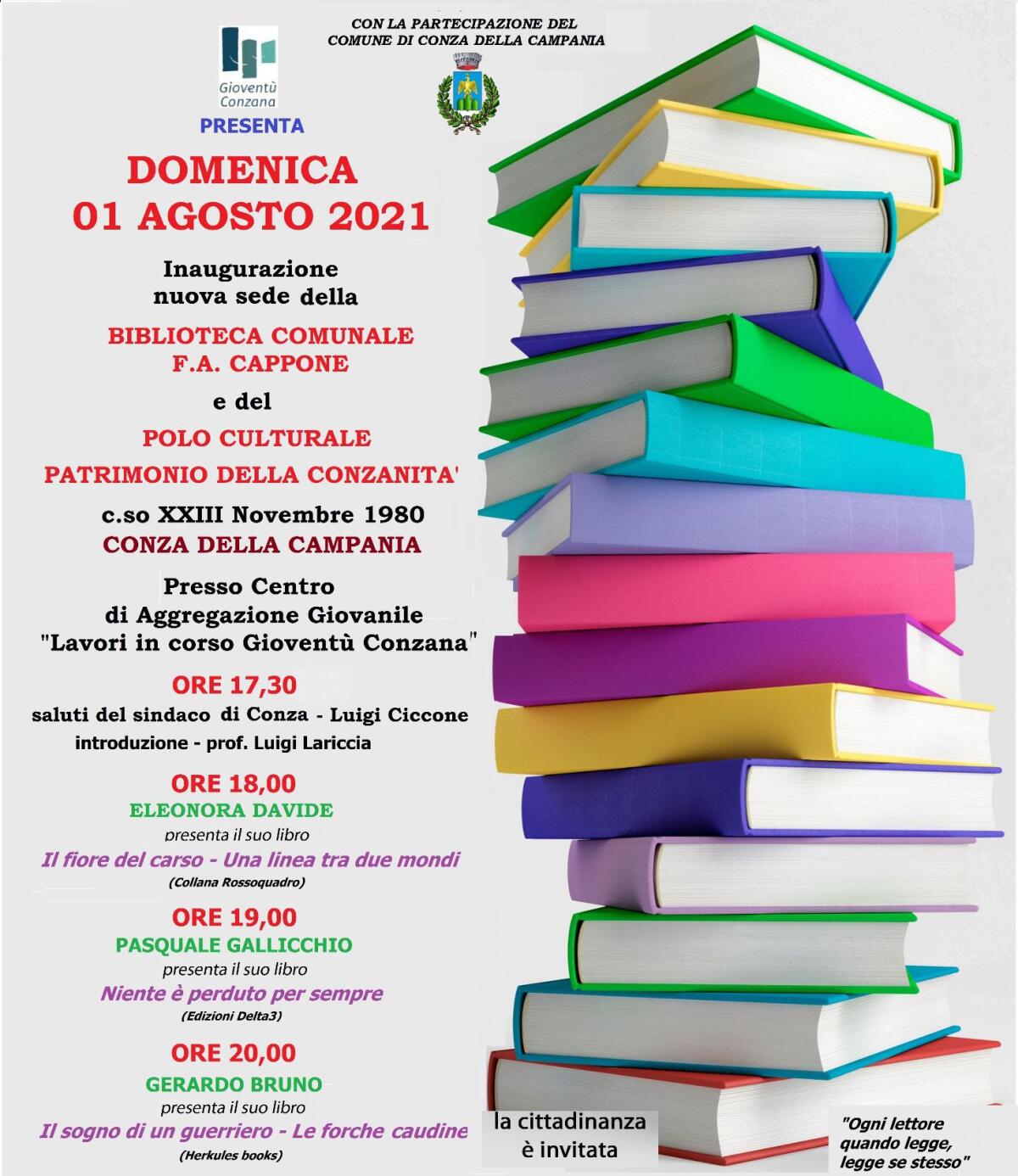 Apertura nuova sede Biblioteca F.A. Cappone Comune di Conza della Campania - 