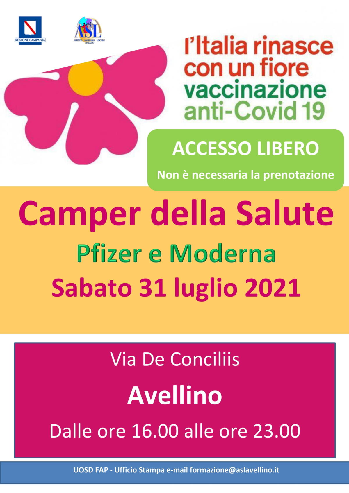 Torna ad Avellino il Camper della Salute per le vaccinazioni. - 