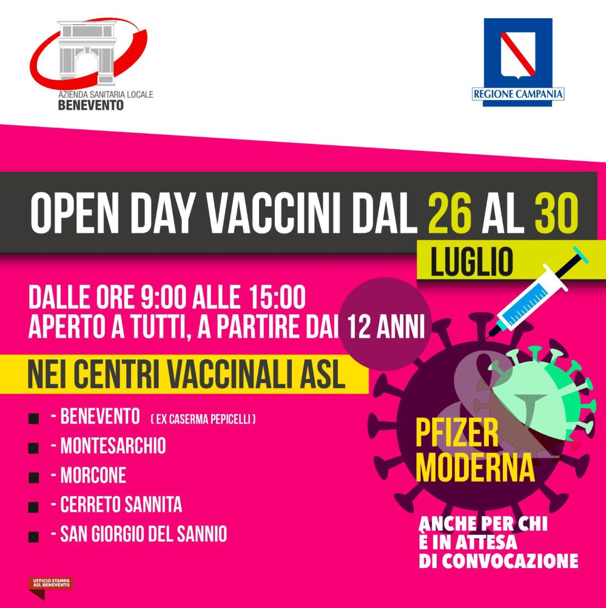 Hub Vaccinale di Montesarchio ha ottenuto un ottimo risultato per le inoculazioni di vaccini - 
