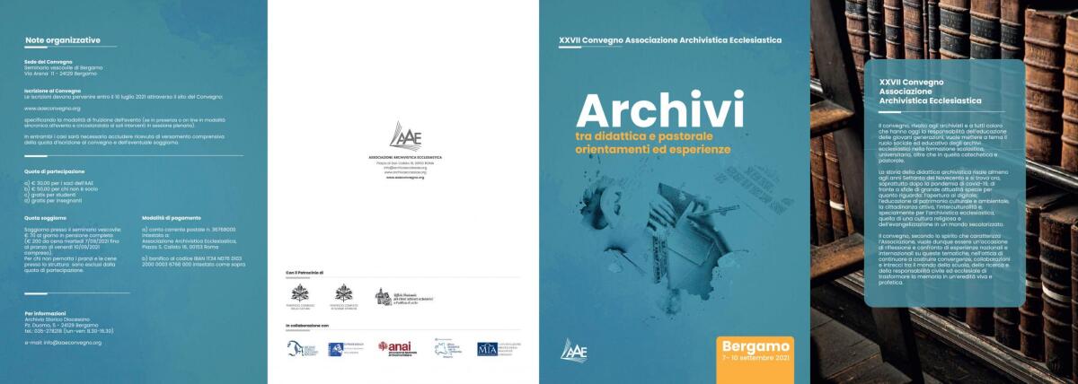 7-10 Settembre, XXVII Convegno degli Archivisti Ecclesiastici - 