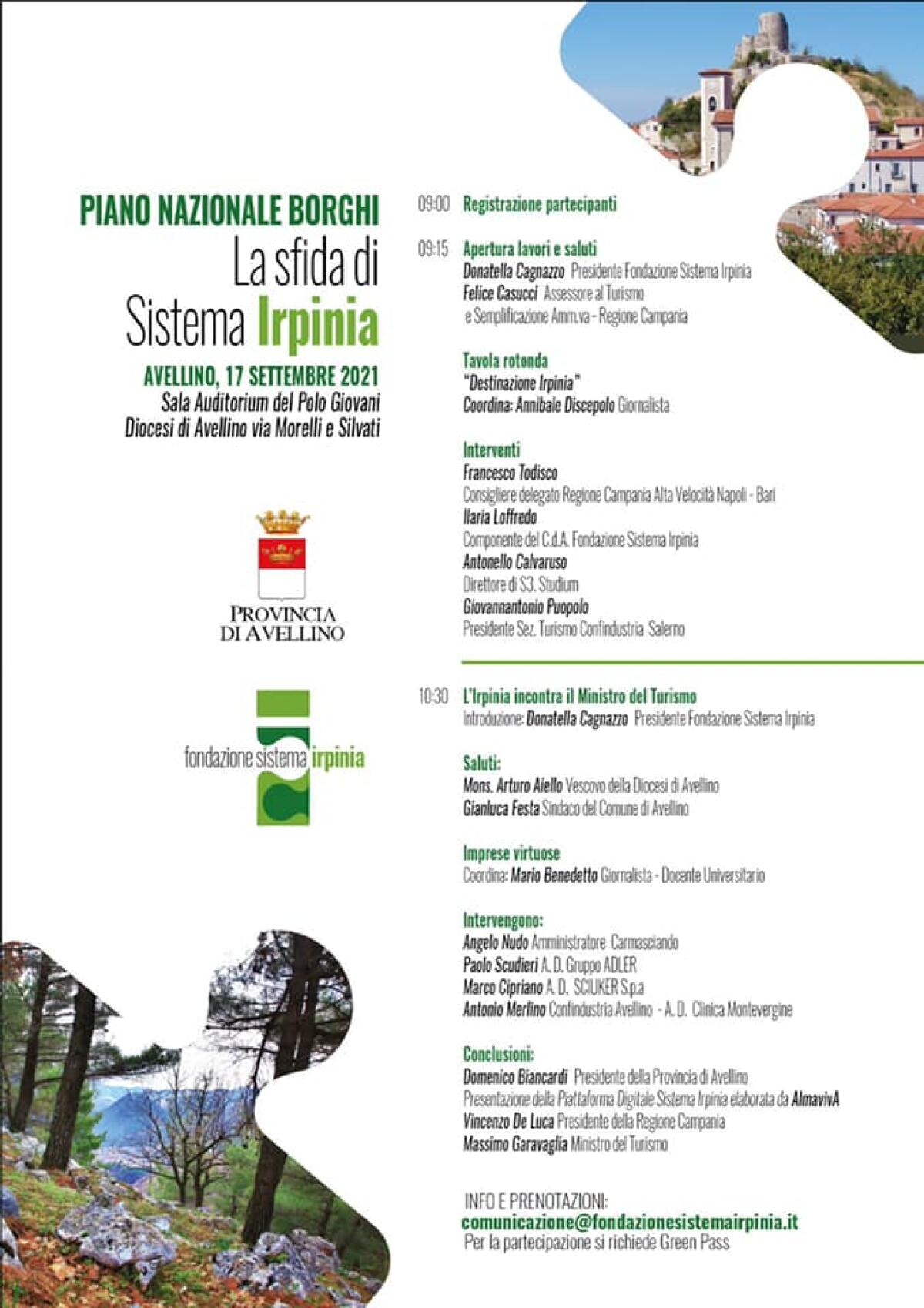 “Piano Nazionale Borghi, Destinazione Irpinia e Buone Pratiche – La sfida di Sistema Irpinia" - 