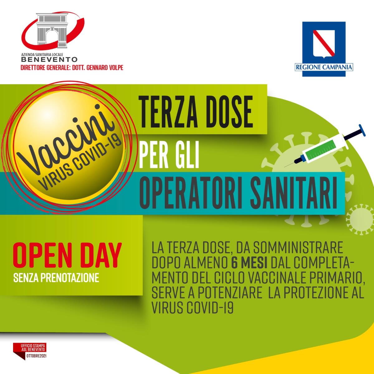 ASL BN: Open day terza dose anche per gli operatori sanitari - 