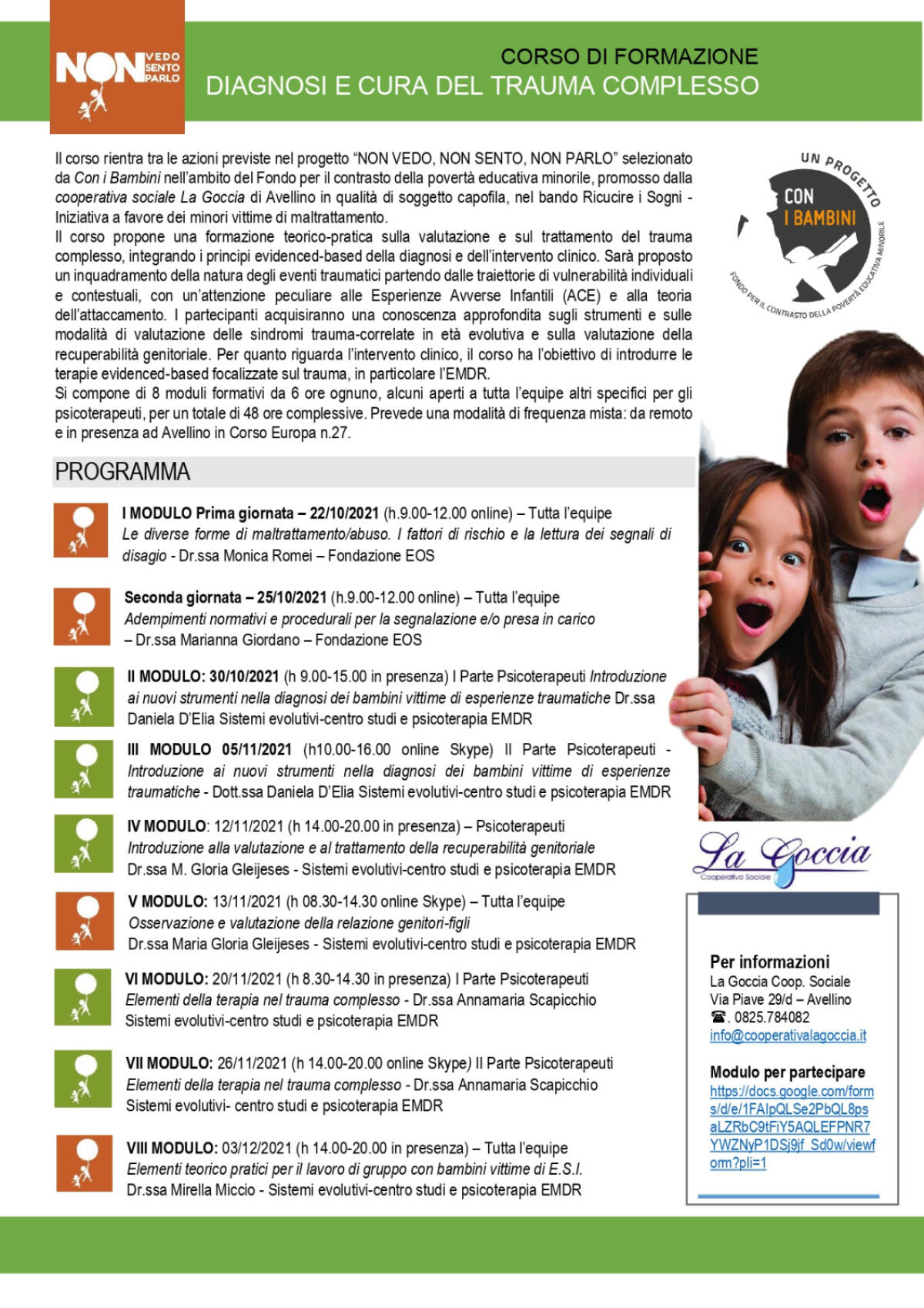 “Non vedo, non sento, non parlo”: parte la formazione promossa dalla cooperativa La Goccia di Avellino - 