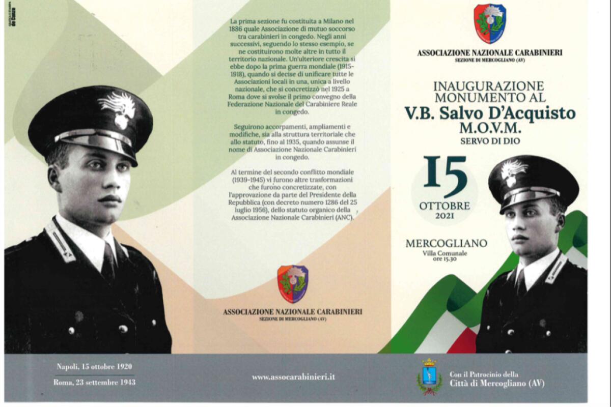 Mercogliano: un monumento per ricordare l’eroe partenopeo Salvo D’Acquisto - 