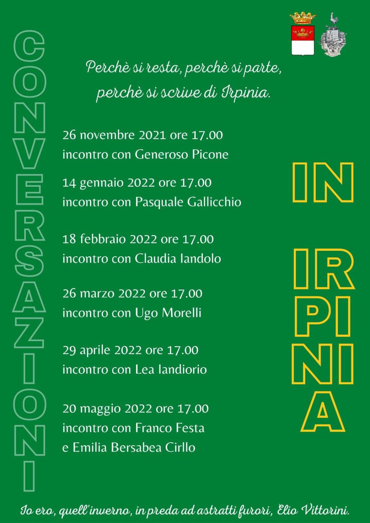 “Conversazioni in Irpinia”, al via la rassegna con gli scrittori irpini per parlare dell’Irpinia - 