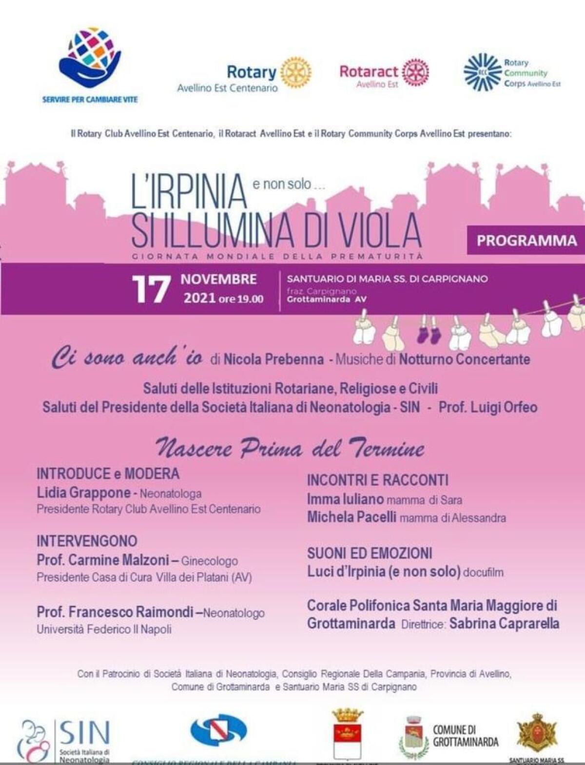 “L’Irpinia si illumina di Viola – 17 Novembre 2021 - Giornata Mondiale della Prematurità ” - 