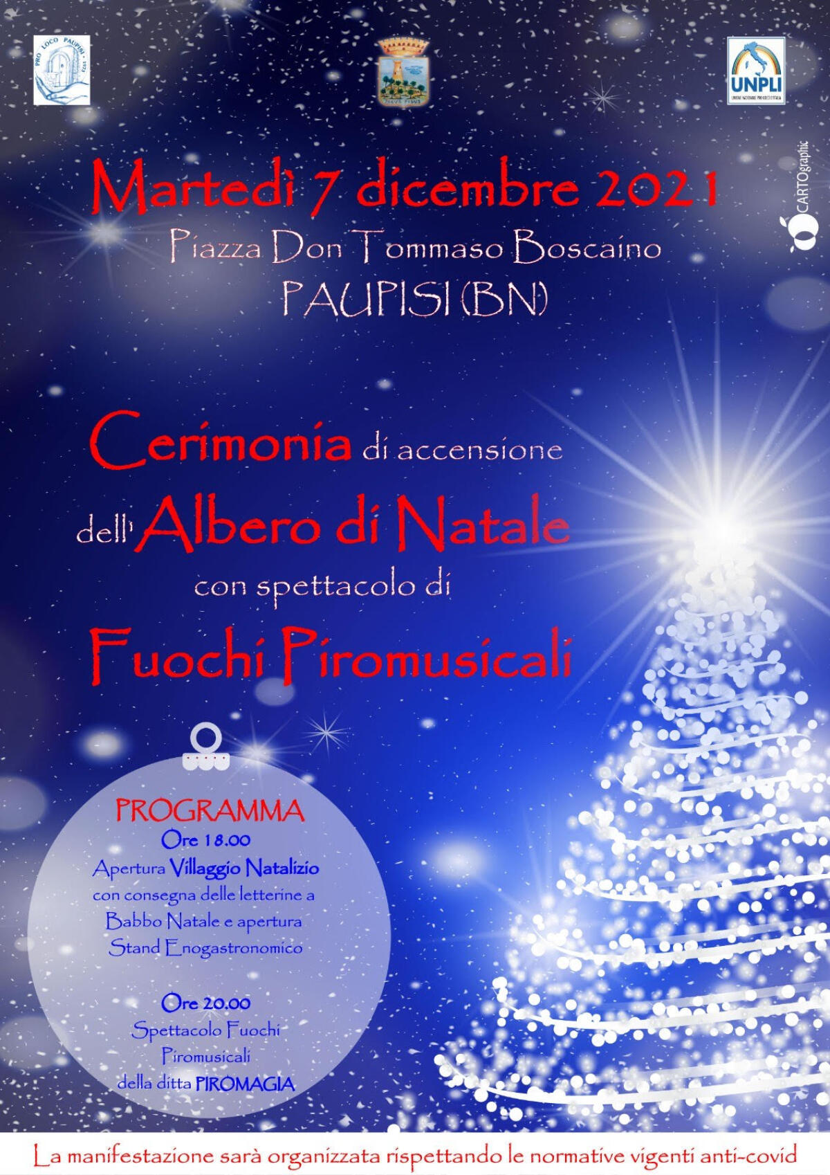 Pauspisi. Stasera accensione albero di Natale - 