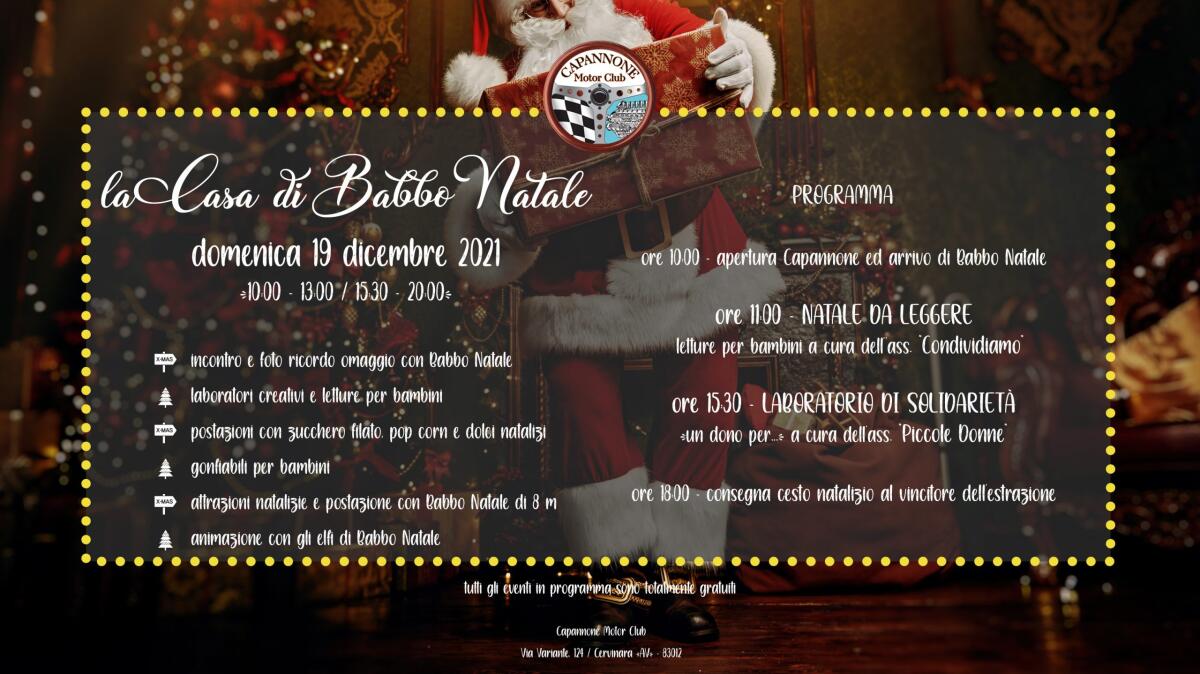 Domenica 19 Dicembre arriva la Casa di Babbo Natale a Cervinara - 