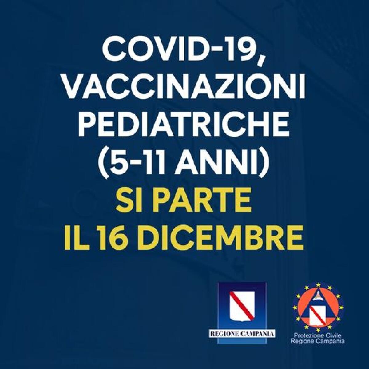 Covid. Il 16 Dicembre al via Campagna di Vaccinazioni pediatriche (5-11 anni) - 