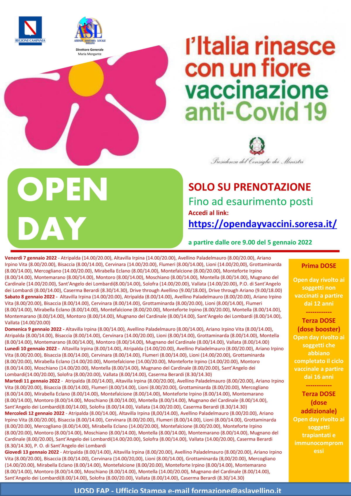 Asl Av: Campagna Vaccinale, da domani aperta piattaforma per le prenotazioni - 