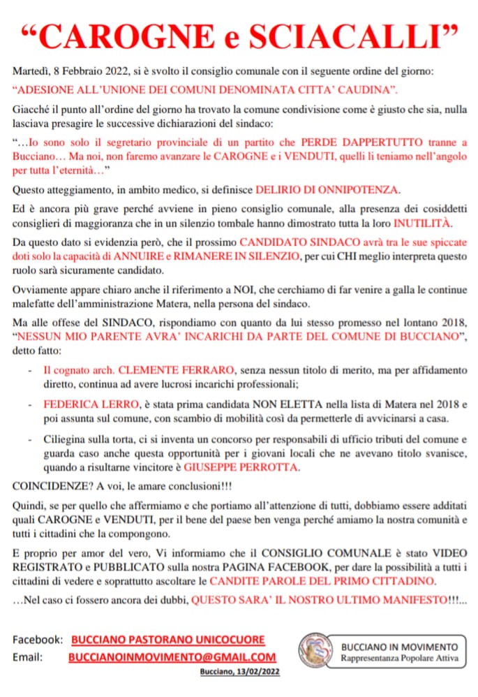 Bucciano in Movimento "Carogne e Sciacalli"