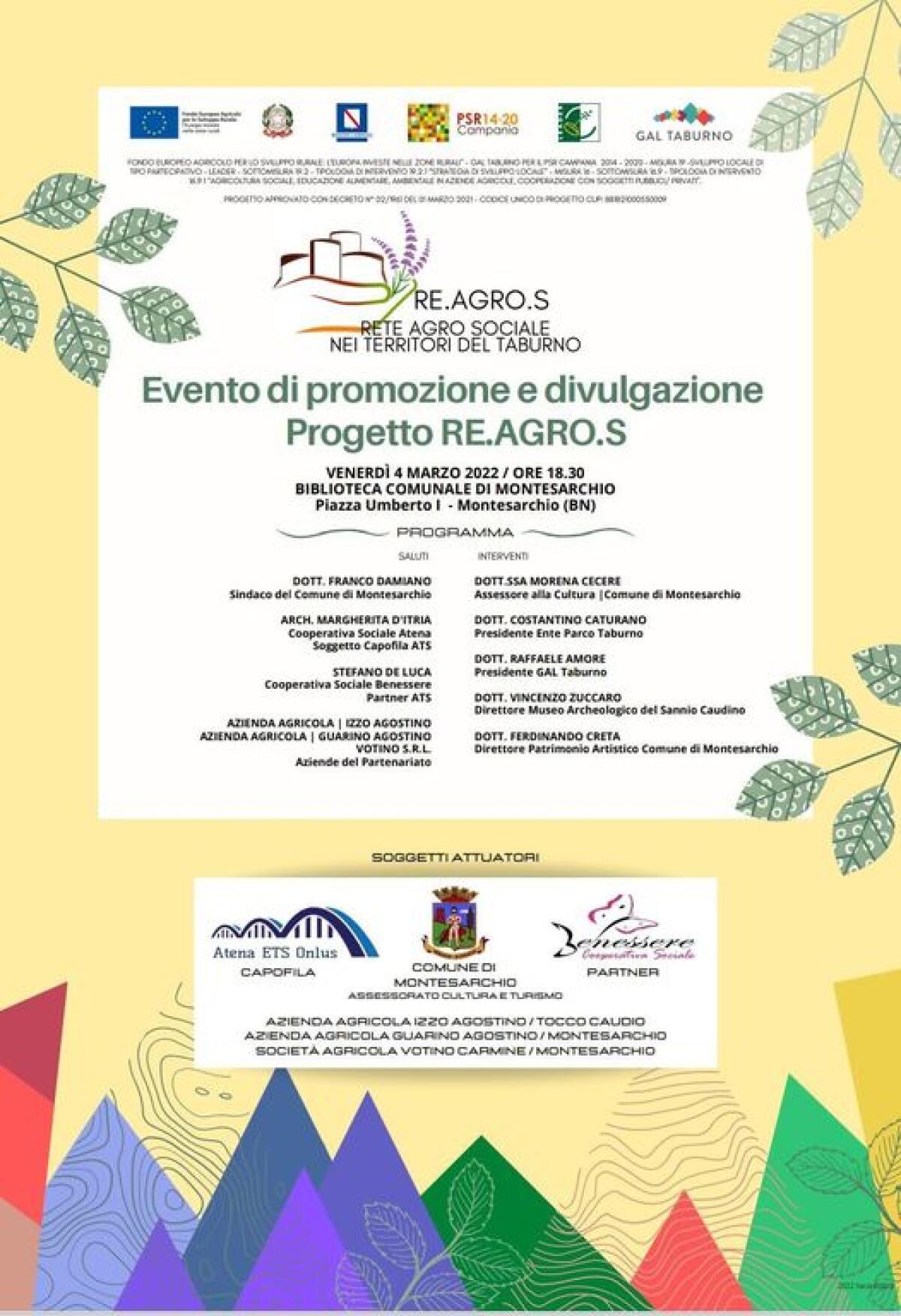 Presentazione del Progetto Re.Agro.S, “Rete Agro Sociale nei territori del Taburno” - 