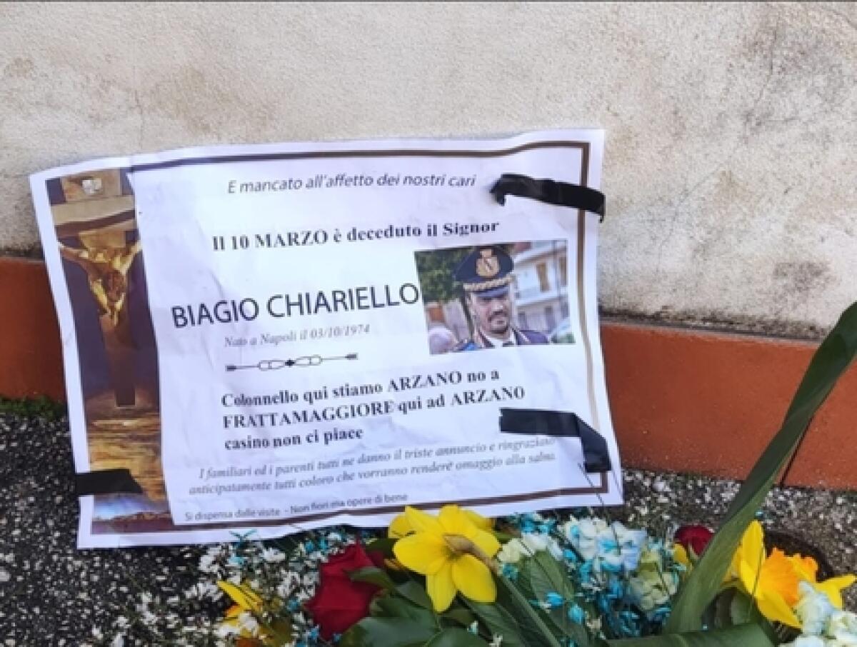 Manifesto funebre con data morte annunciata comandante polizia locale - 