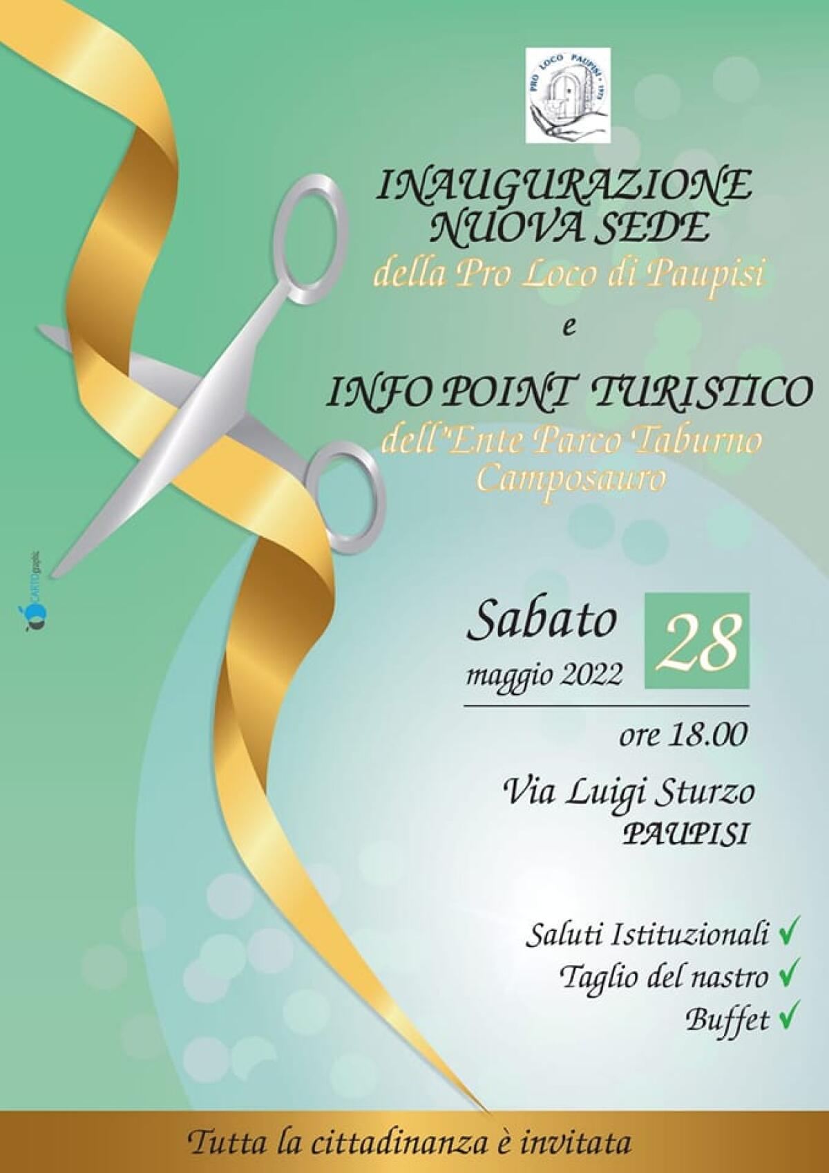 Sabato inaugurazione nuova sede Pro Loco e Infopoint Turistico Ente Parco - 