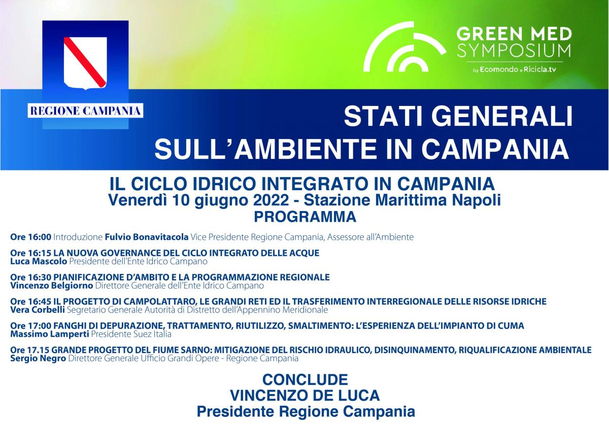 Green Med Symposium, domani il focus sul ciclo integrato delle acque - 