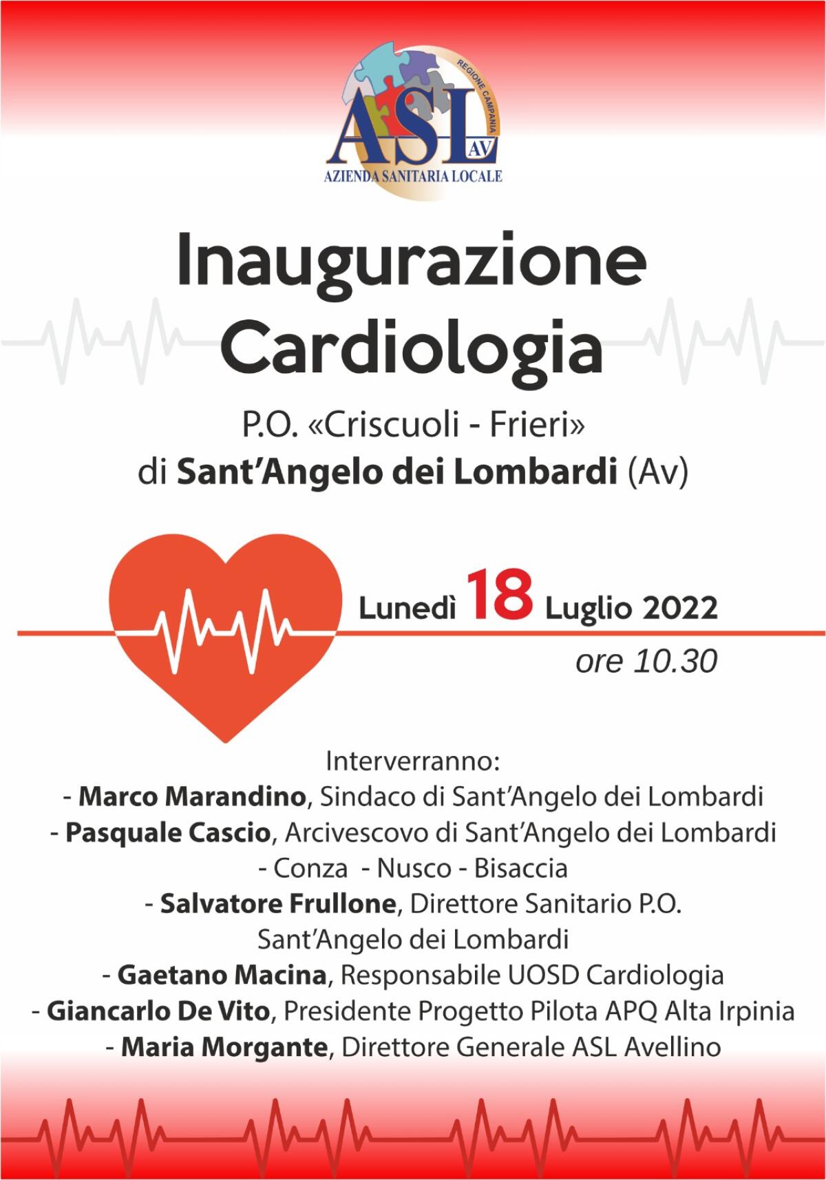 Sant’Angelo dei Lombardi. Inaugurazione U.O.S.D. Cardiologia - 