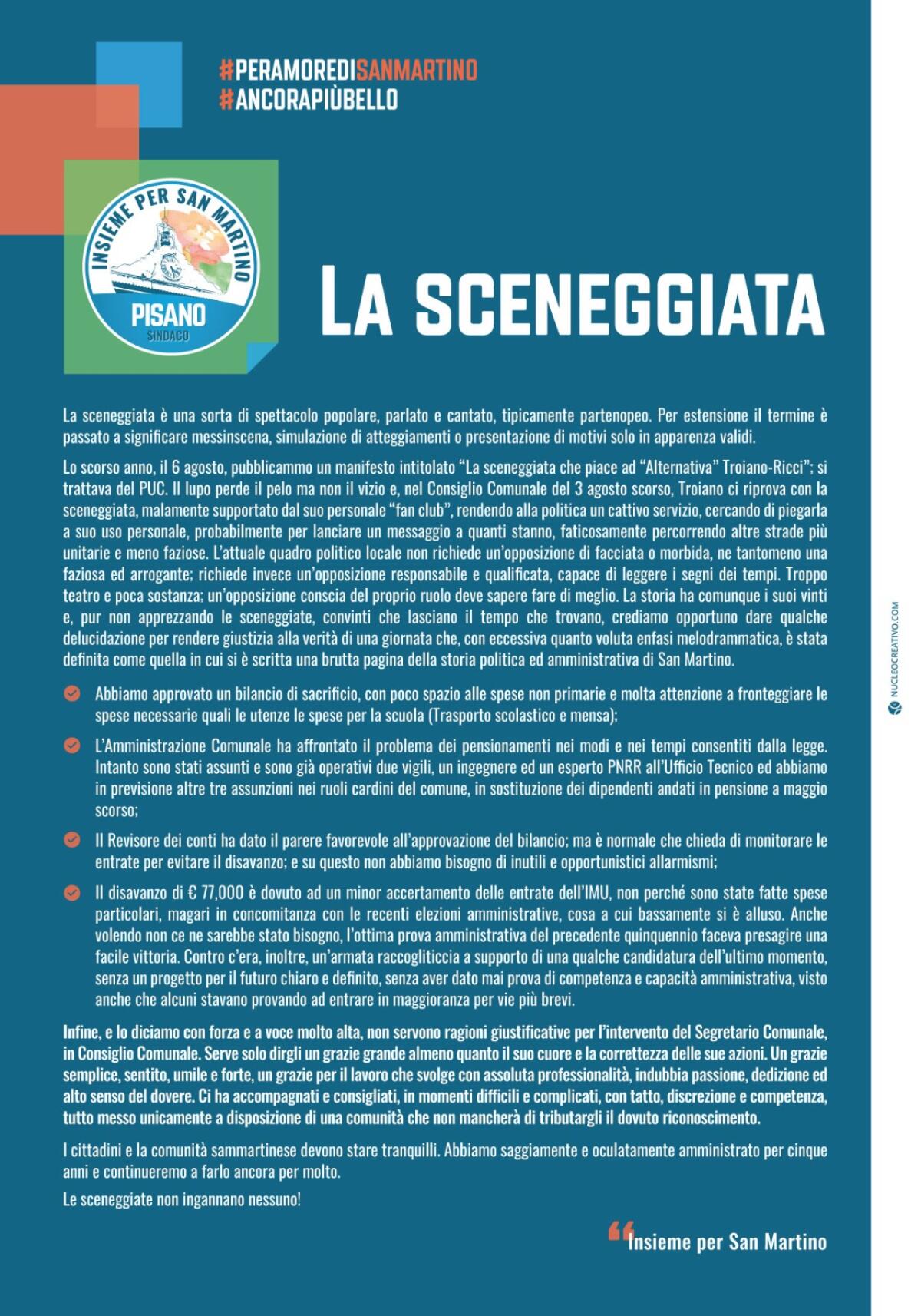 San Martino VC: Le sceneggiate non ingannano nessuno. - 