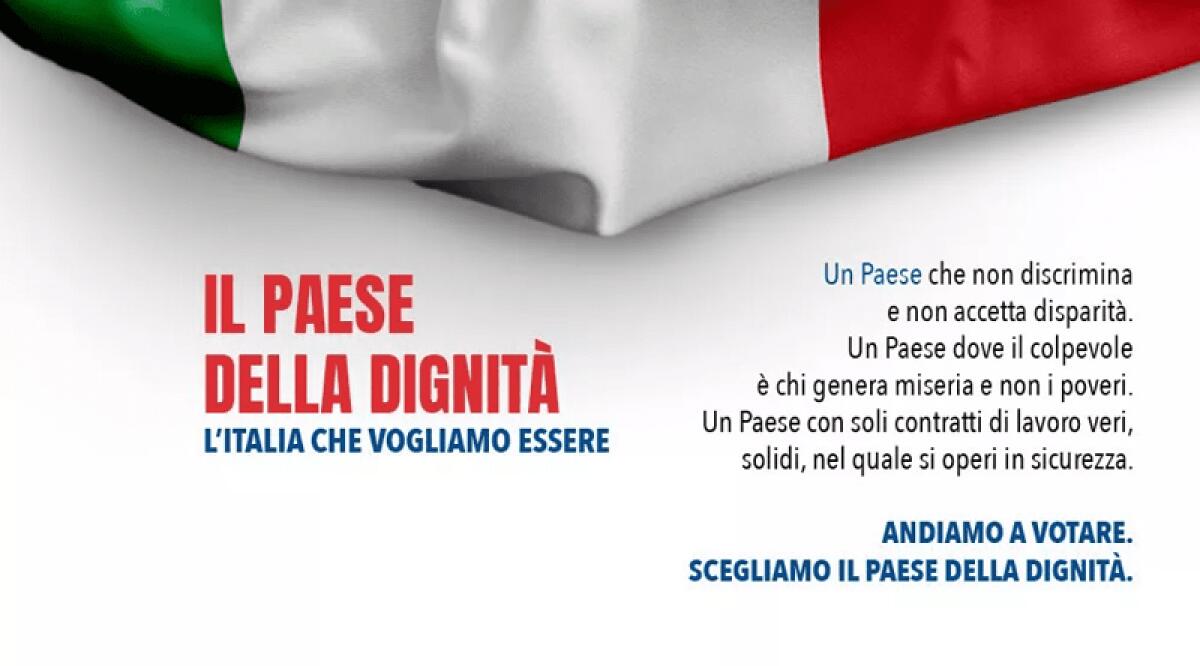 “Il Paese della Dignità – l’Italia che vogliamo essere“ - 