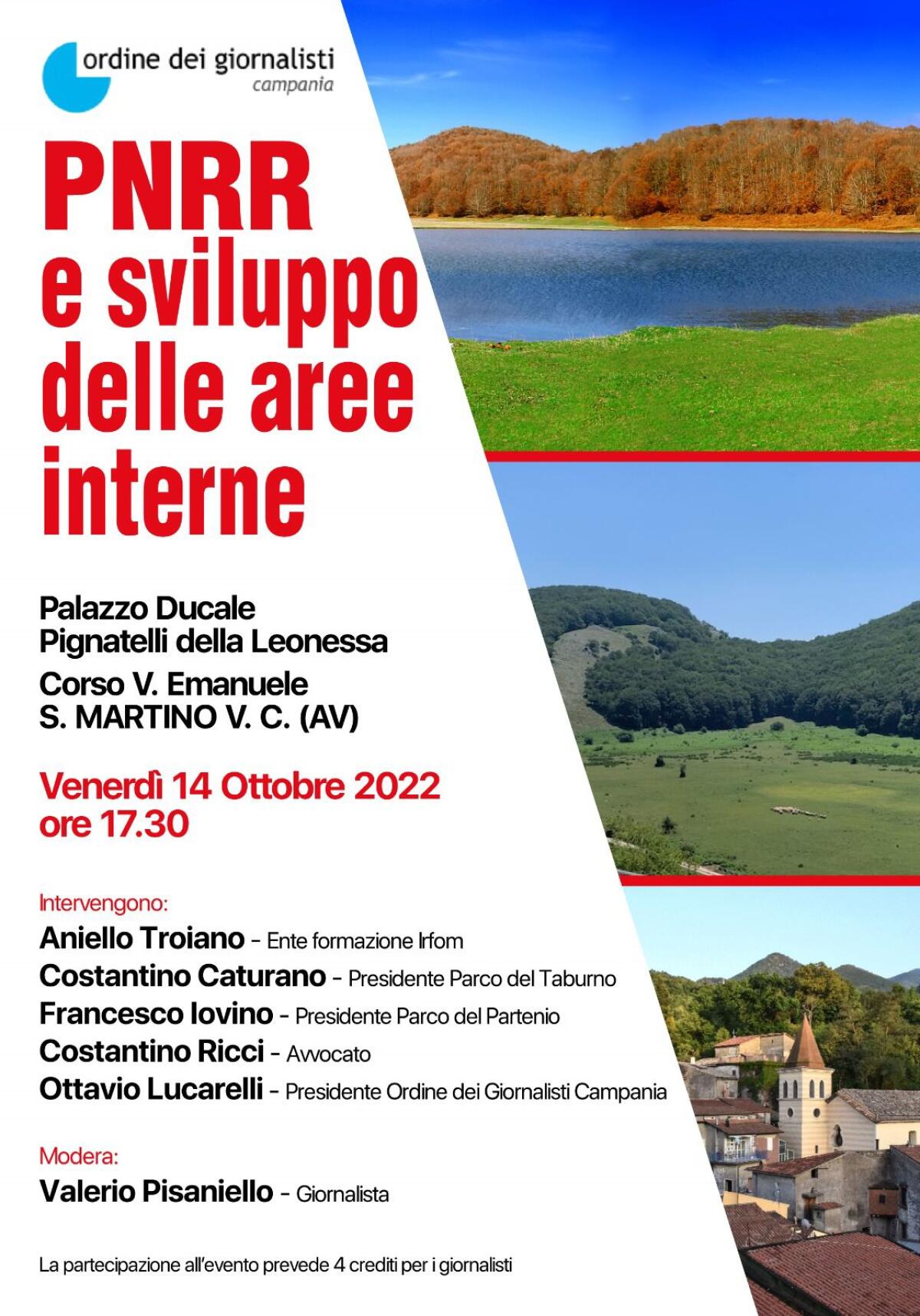 <strong>“Pnrr e sviluppo delle aree interne”, il dibattito organizzato dall’Ordine dei Giornalisti a San Martino Valle Caudina</strong> - 