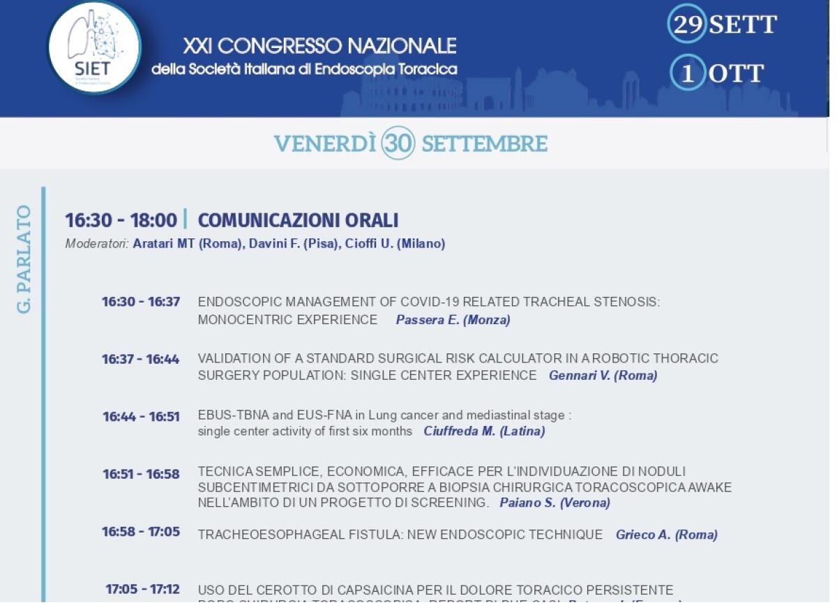 Il Prof. Ugo Cioffi moderatore alla Conferenza mondiale di Endoscopia Toracica - 