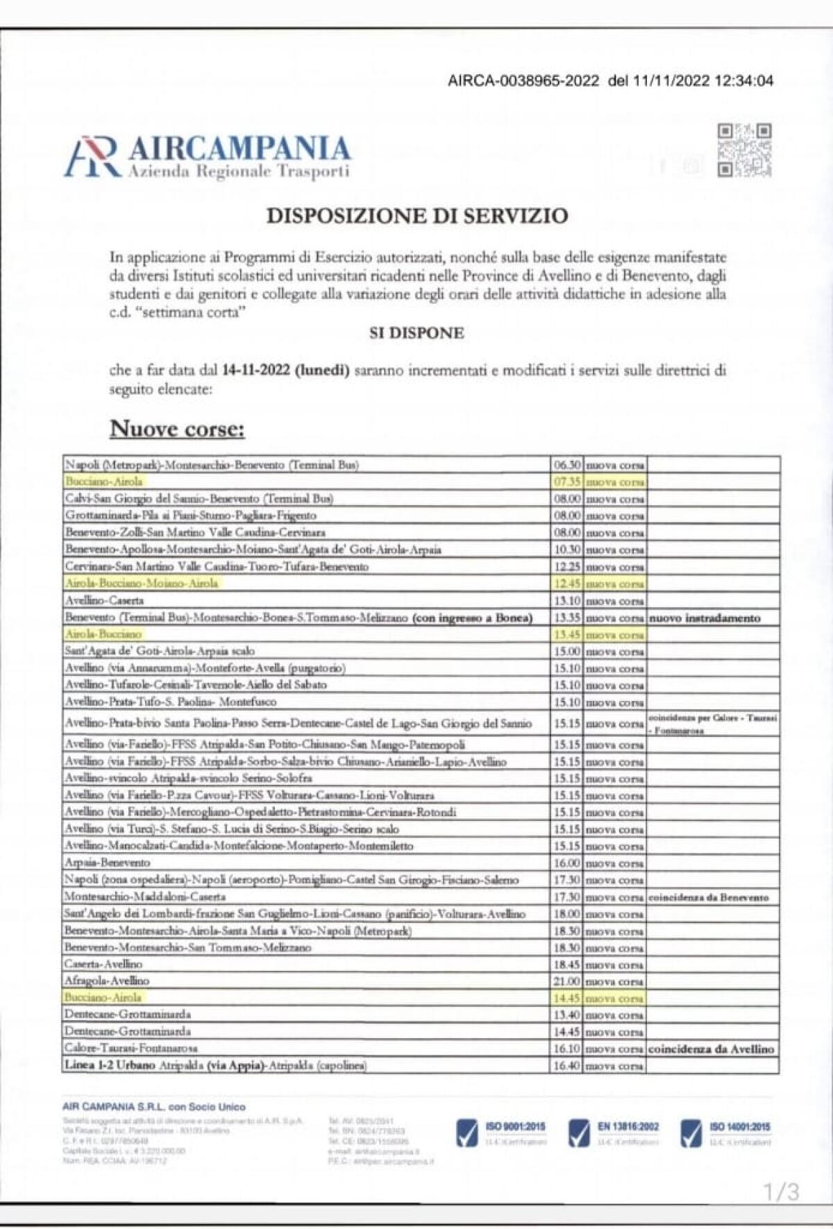 Bucciano. Istituite corse scolastiche al servizio della comunità scolastica  - 