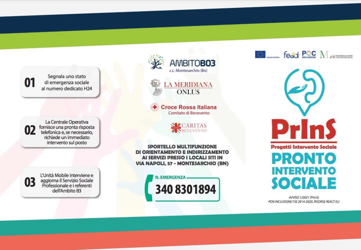 E' stato attivato a Montesarchio il progetto Prins: Pronto intervento Sociale. - 