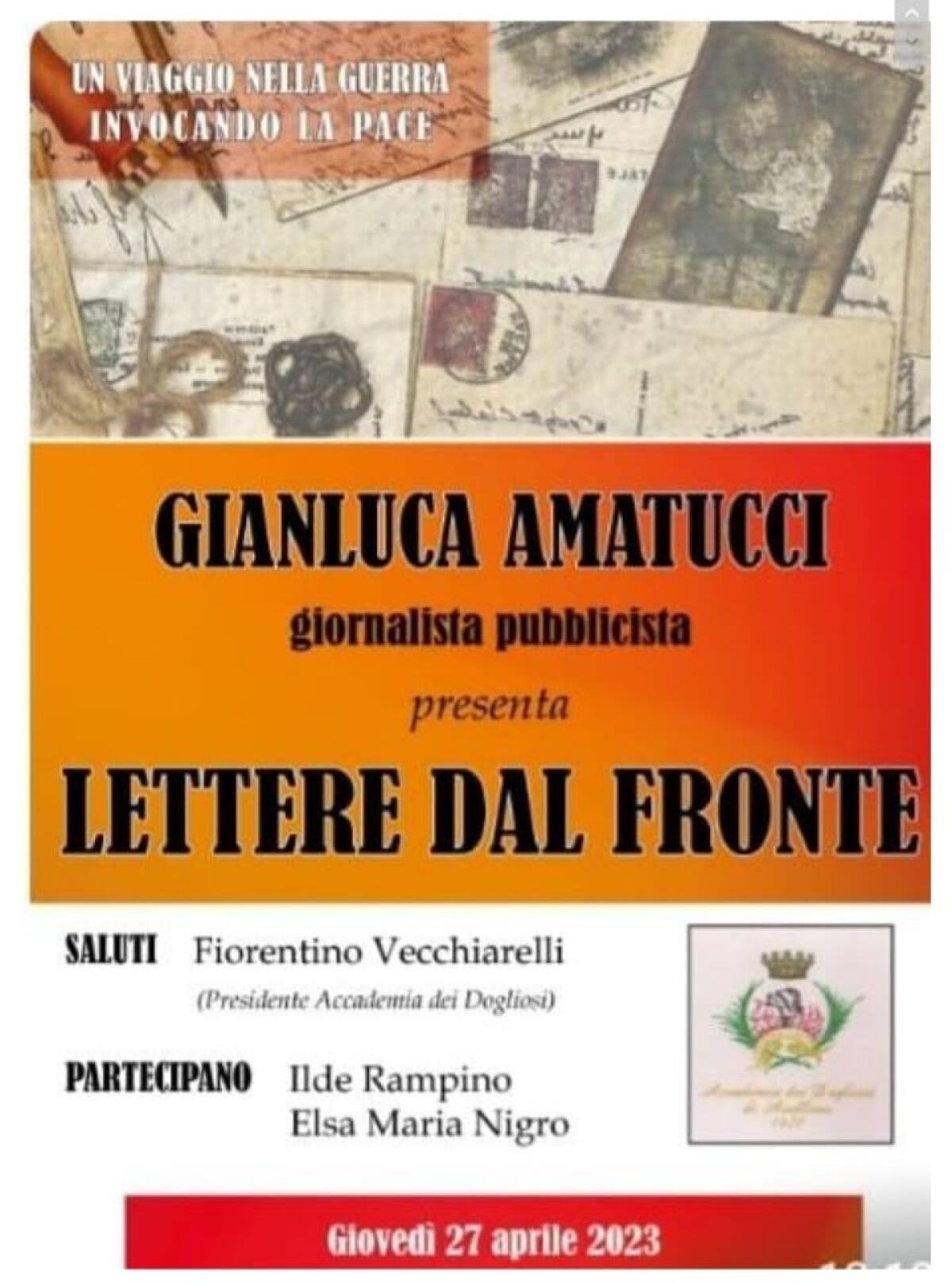 Avellino, domani "Lettere dal Fronte" al Circolo della Stampa - 