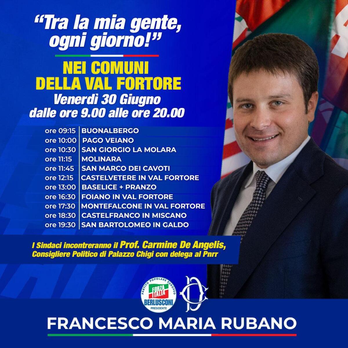 FI: domani Rubano (FI) incontra sindaci e cittadini Val Fortore - 