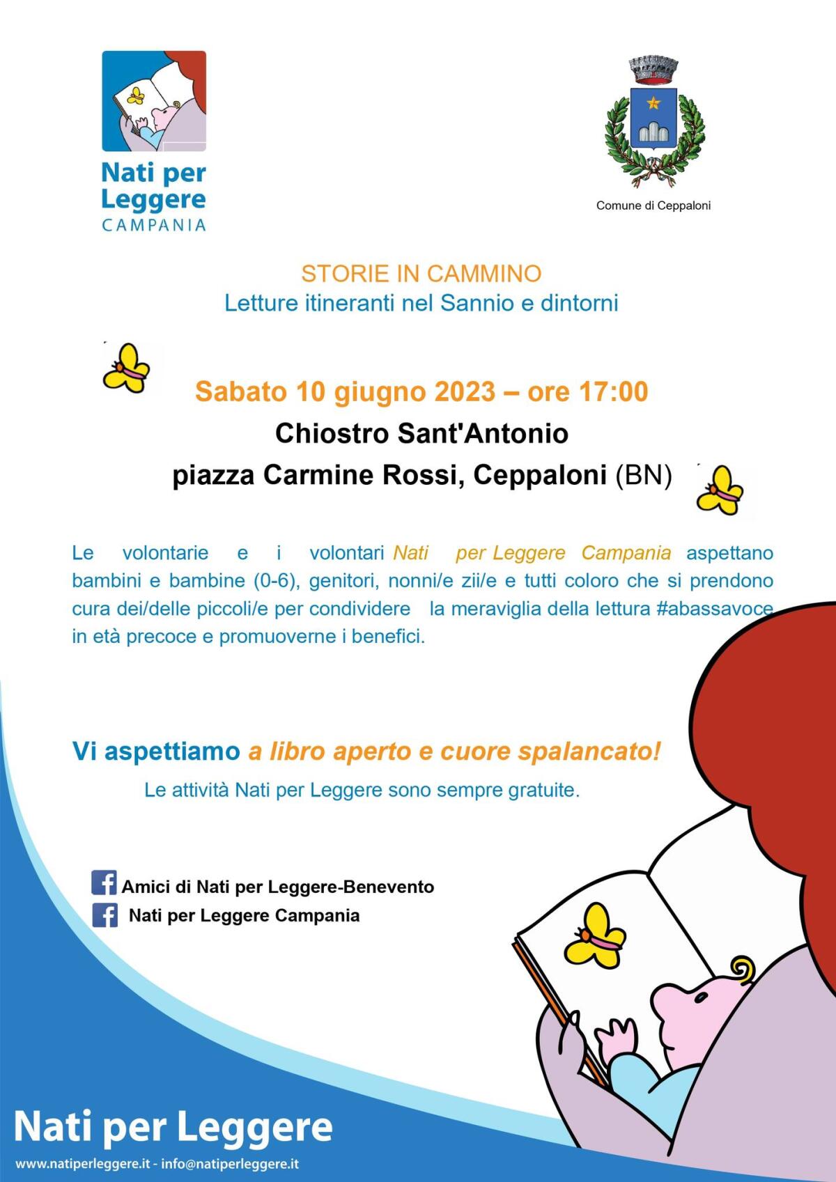 sabato 10 giugno nel Chiostro di San Francesco a Ceppaloni "Nati per Leggere" - 