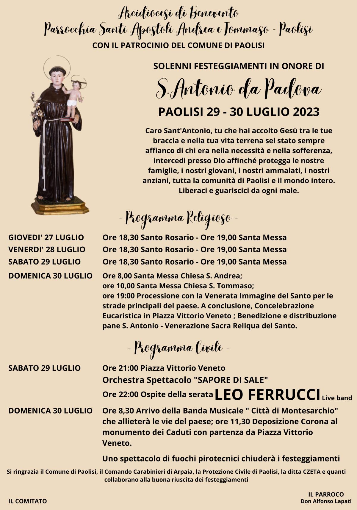 Paolisi, si ritorna a festeggiare in onore di Sant’Antonio. - 