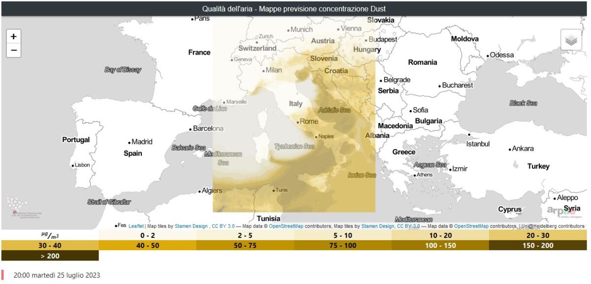 Superamenti diffusi del limite PM10 in Campania per afflusso polveri sahariane. - 