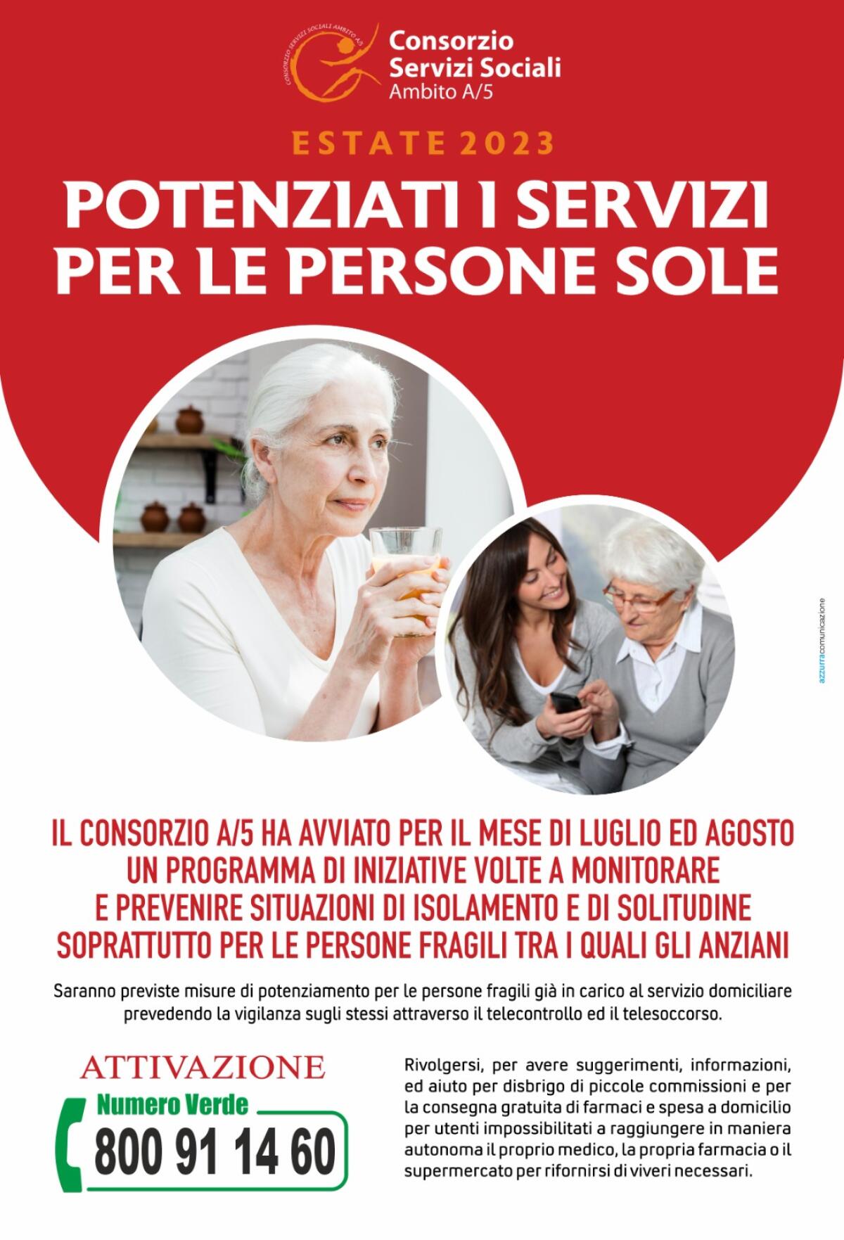 Consorzio A/5,  potenziati i servizi per le persone sole. - 