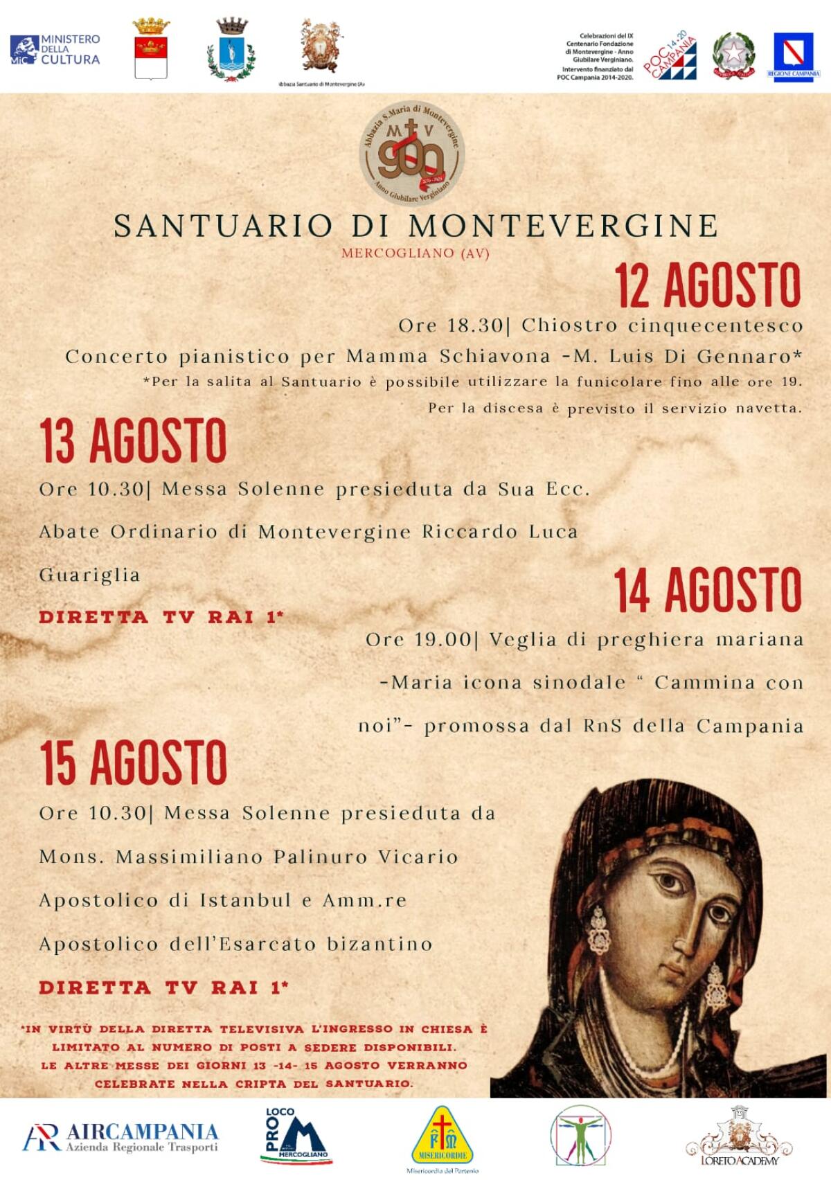 Ferragosto di eventi religiosi e culturali per il Santuario di Montevergine - 