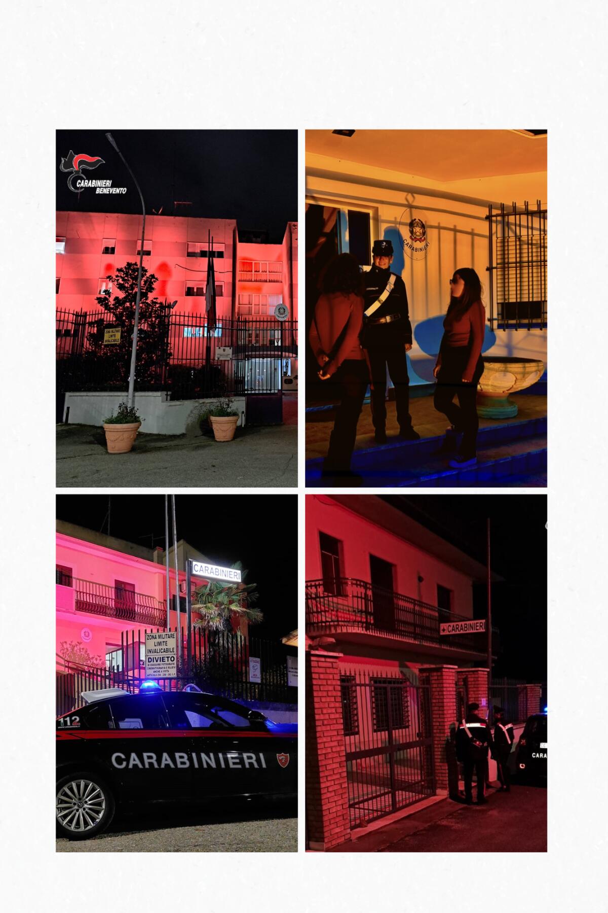 Caserme dei Carabinieri si illuminano di arancione contro la violenza sulle donne - 