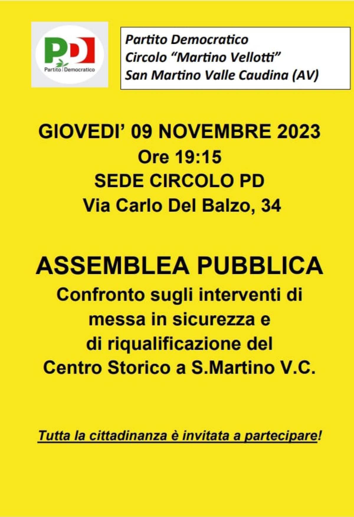 San Martino V.C. Assemblea pubblica Circolo Pd "Martino Vellotti" - 