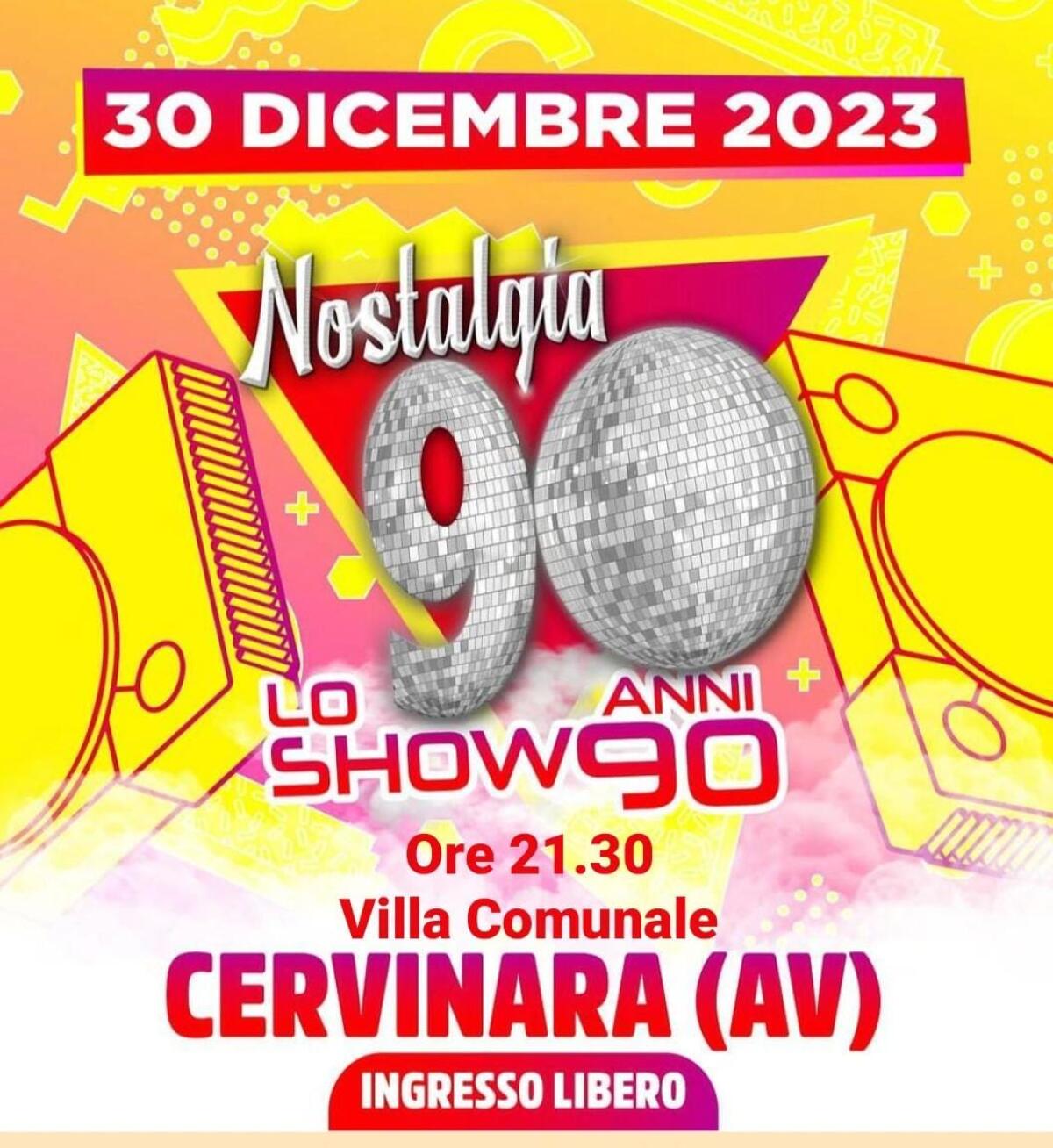 Cervinara. Sabato "Nostalgia 90" - 