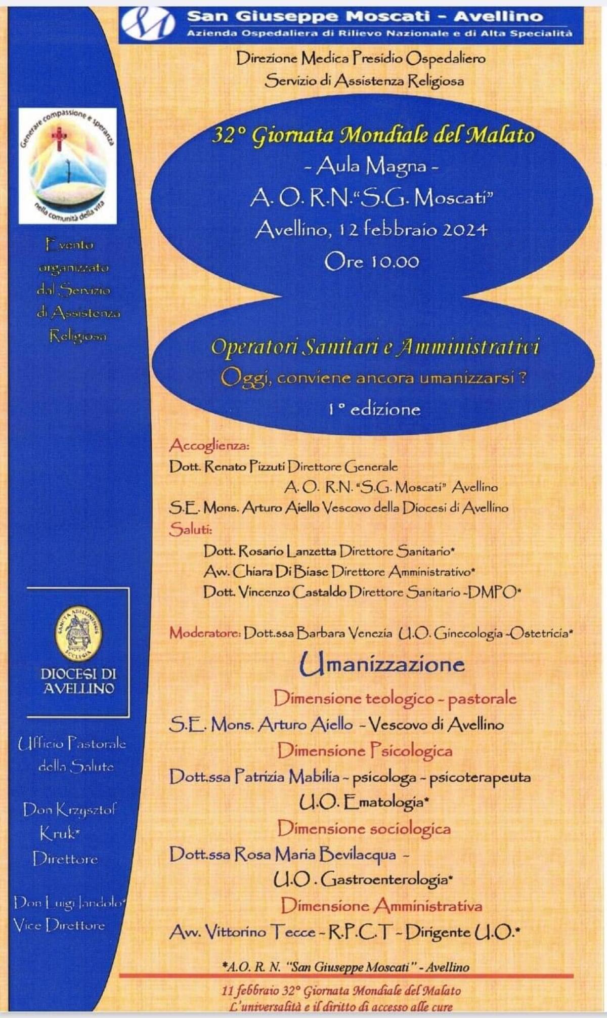 L’Azienda Moscati celebra la 32ª Giornata Mondiale del Malato - 