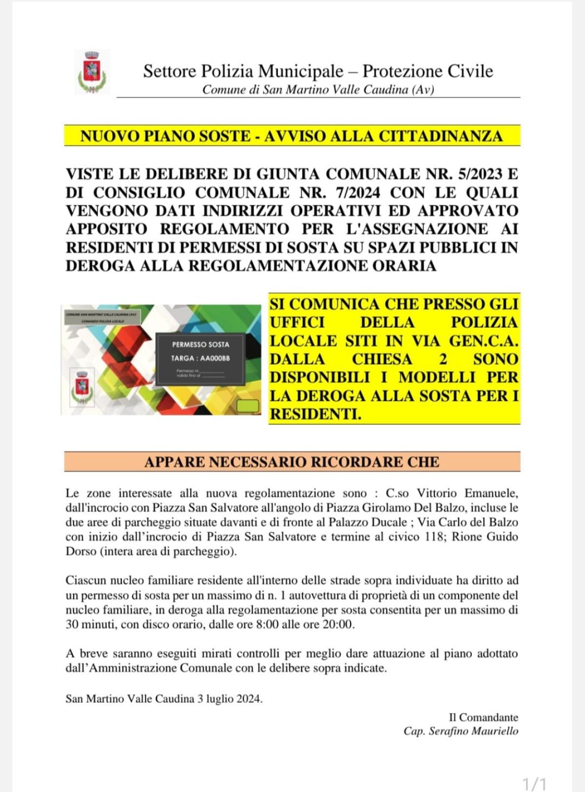 San Martino Valle Caudina. Varato il nuovo Piano Traffico. - 