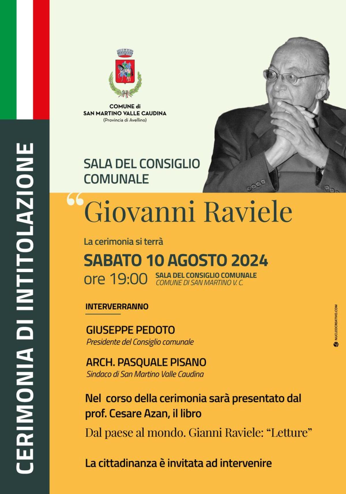 San Martino V.C. Intitolazione dell'aula consiliare a Gianni Raviele - 