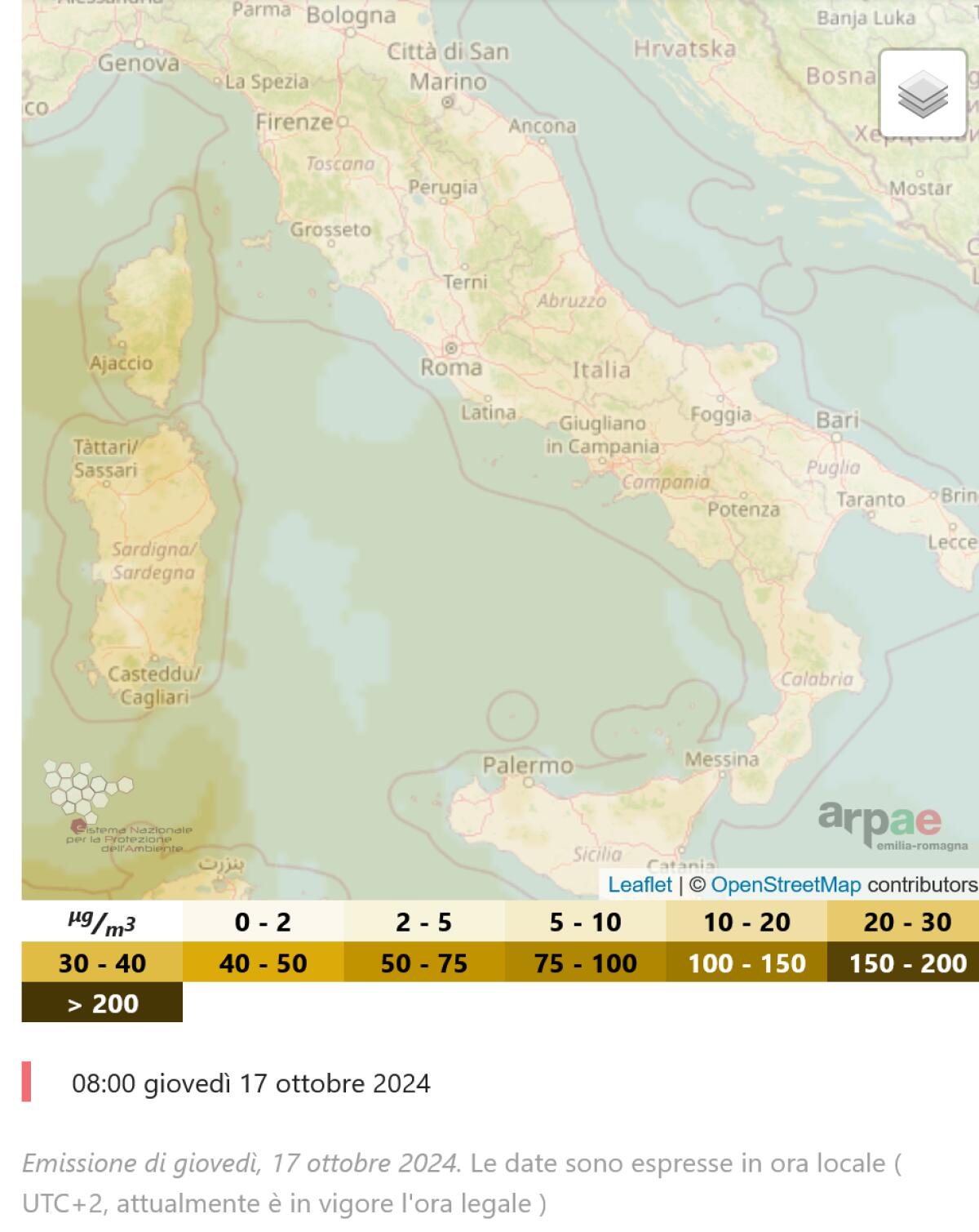 Afflusso polveri sahariane, ieri e oggi concentrazioni elevate di PM10 in Campania. - 