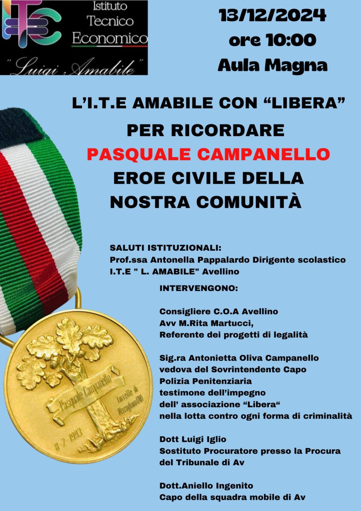 “Un eroe moderno”: l’Ite Amabile ricorda Pasquale Campanello - 