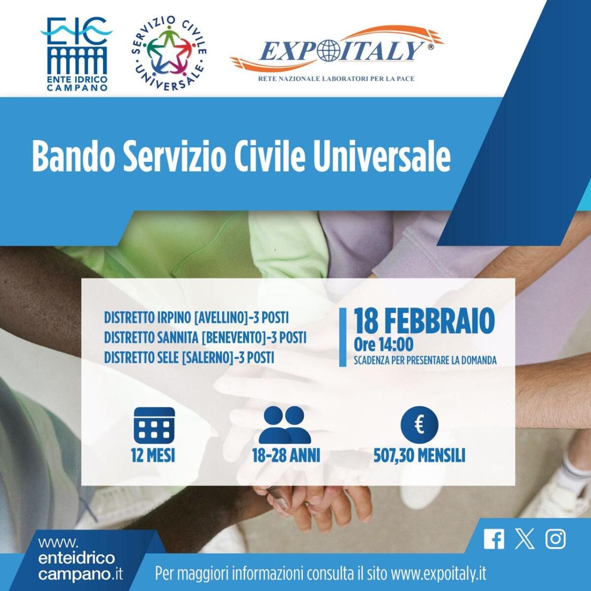 Ente Idrico Campano: 9 posti per il Servizio Civile Universale. - 