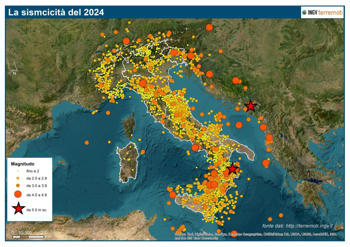 Terremoti, nel 2024 quasi 17.000 eventi sismici in Italia - 