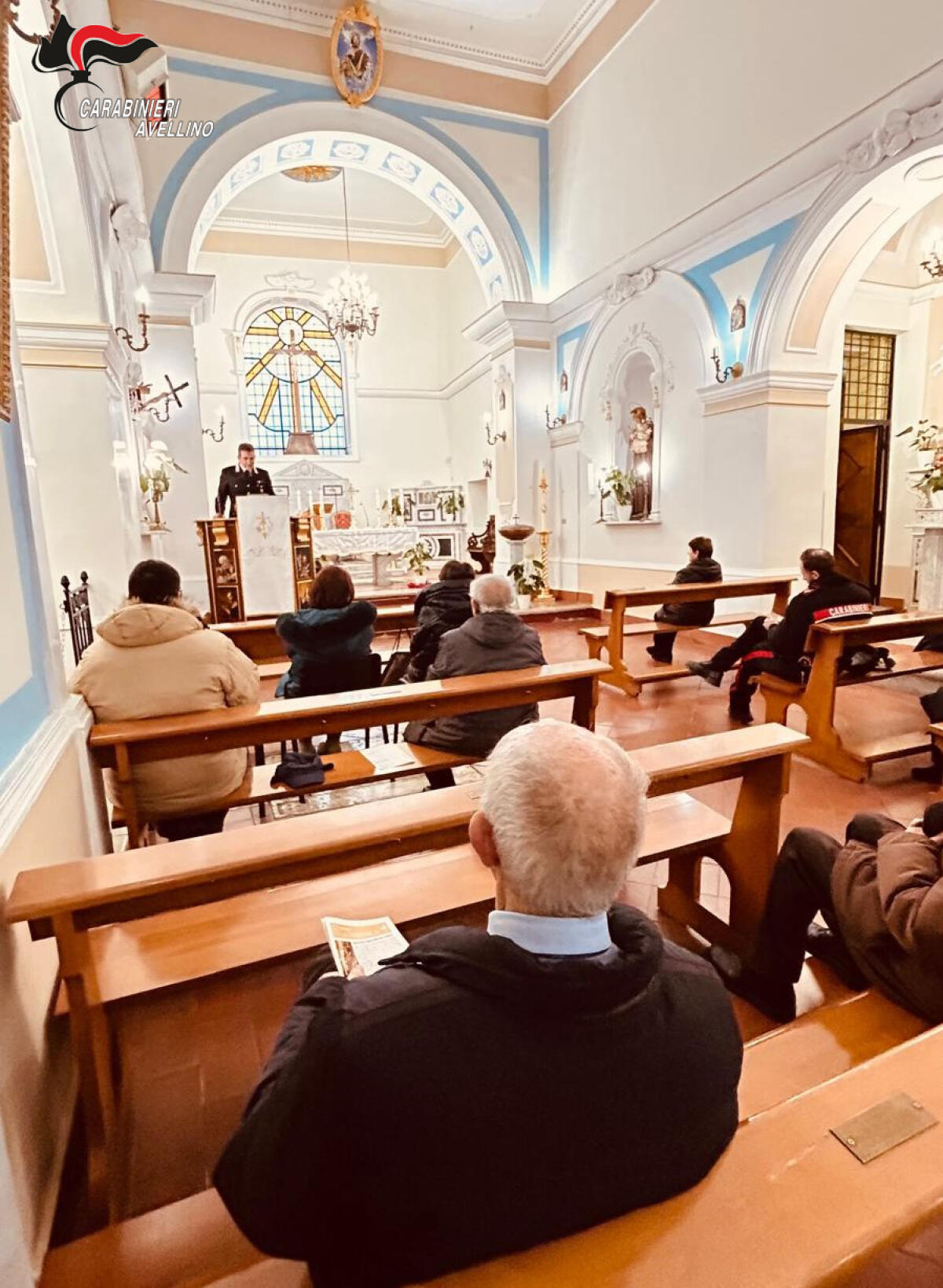 Serino: anche con l’allerta meteo i Carabinieri in chiesa in difesa degli anziani contro le truffe. - 